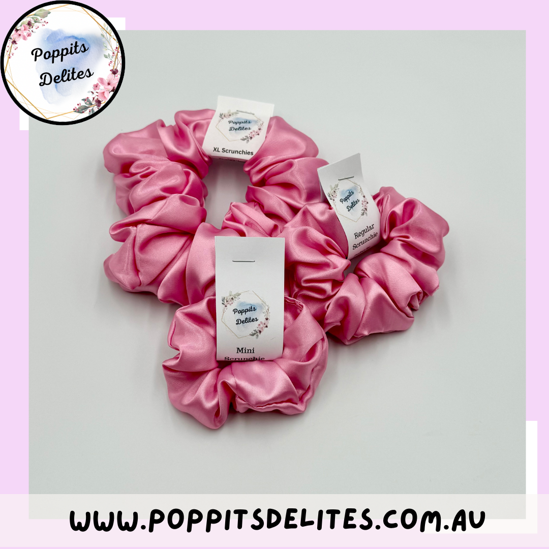 Pink Satin Scrunchie - Poppits Delites