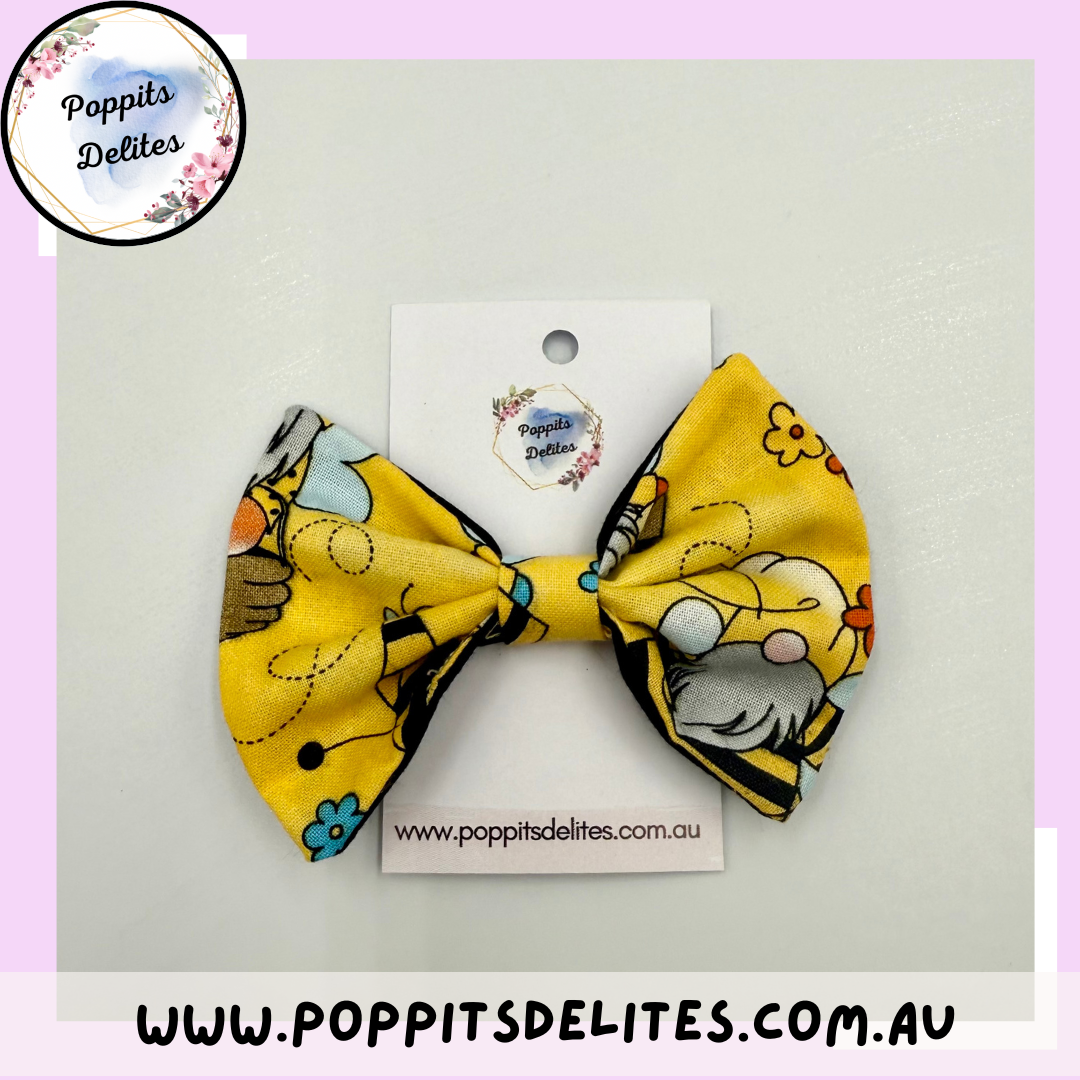 Gnomes Fabric Hair Bow - Poppits Delites