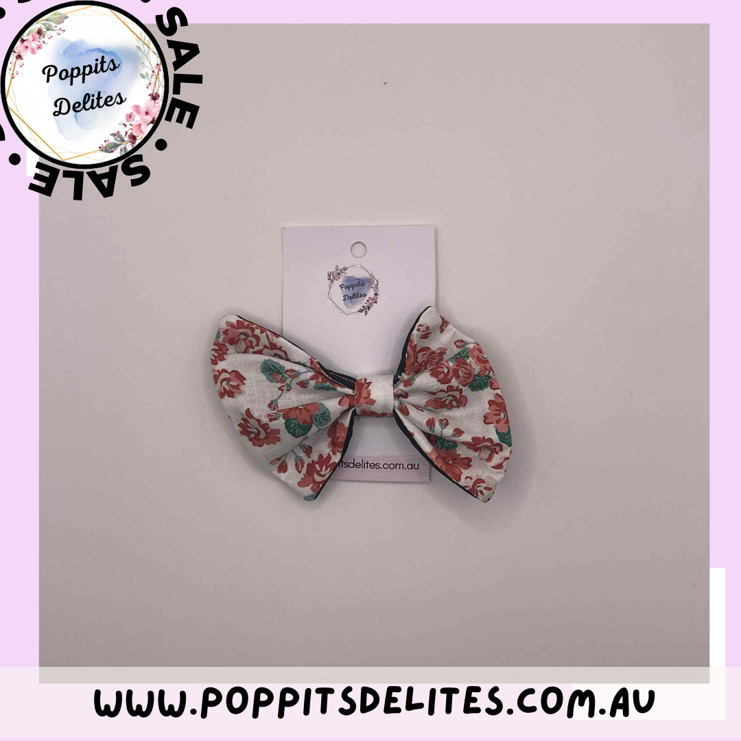 Red Garden Fabric Hair Bow