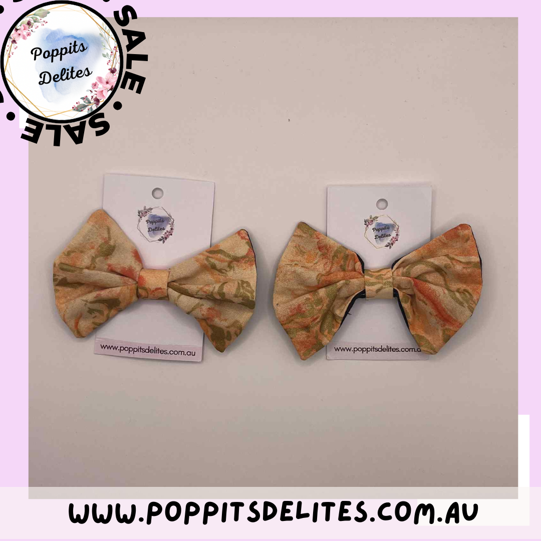 Orange Fabric Hair Bow