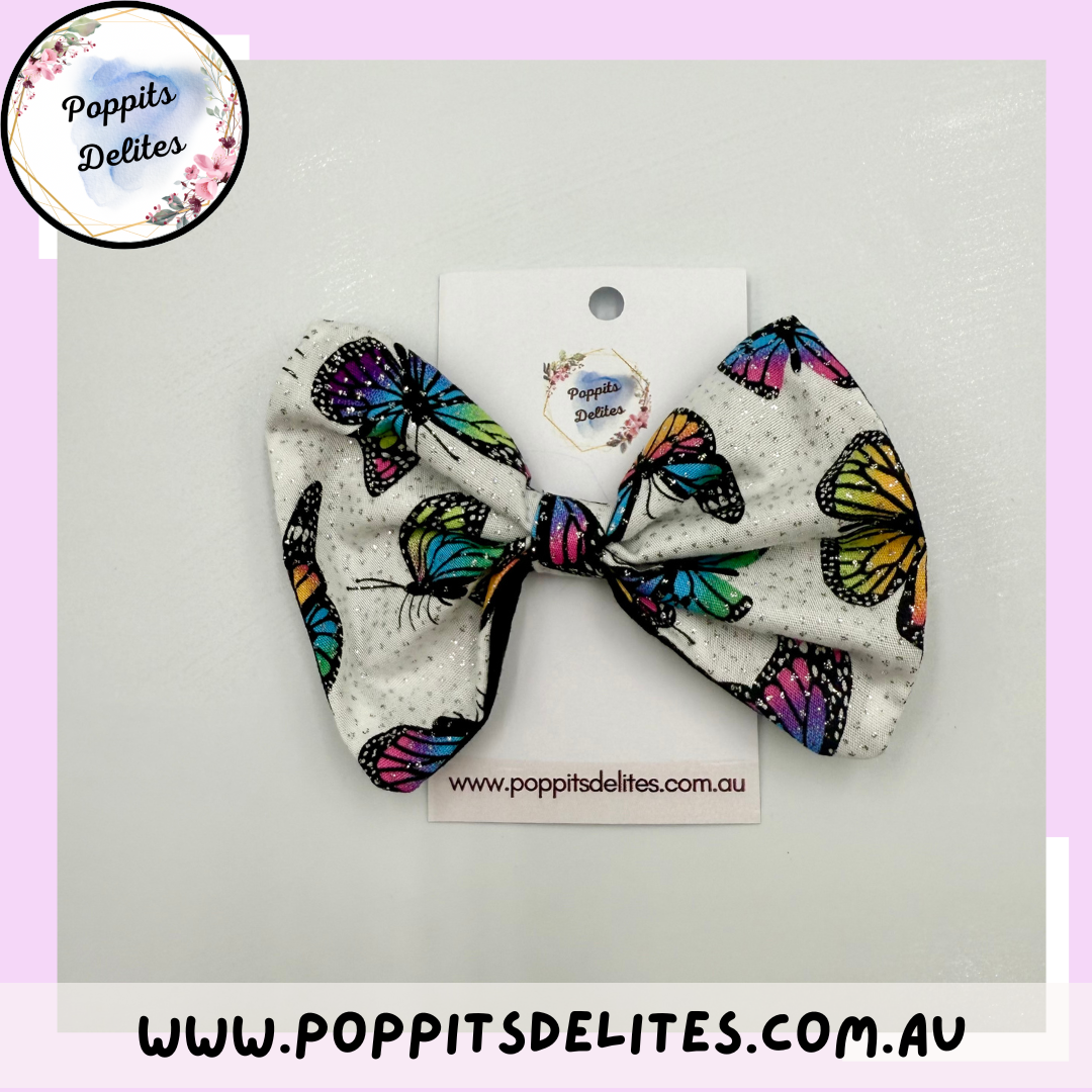 Glitter Butterfly Fabric Hair Bow - Poppits Delites
