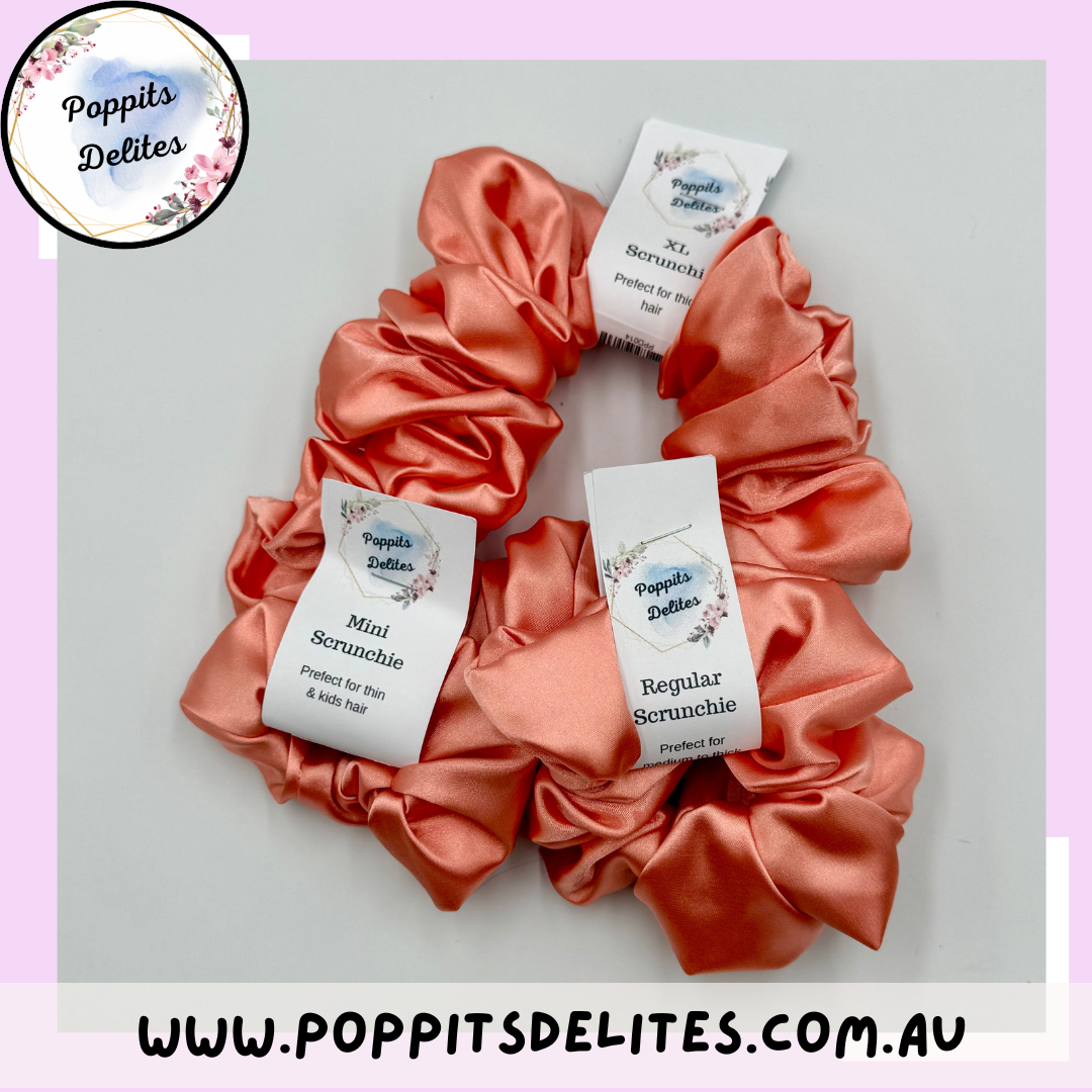 Peach Satin Scrunchie - Poppits Delites