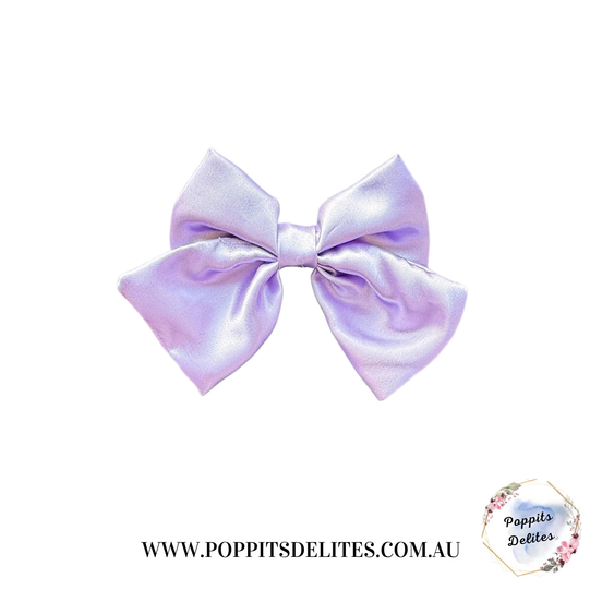 Metallica Purple Satin Sailor Hair Bow - Poppits Delites