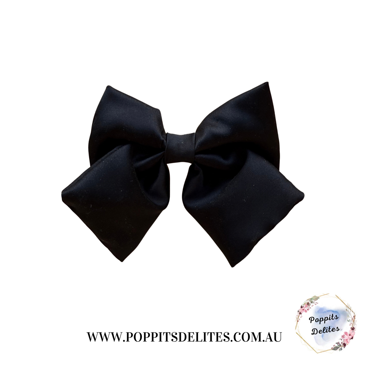 Black  Satin Sailor Hair Bow