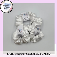 White Satin Scrunchie - Poppits Delites