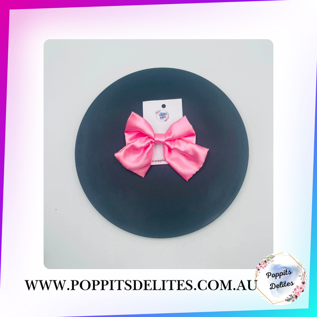 Metallica Pink  Satin Sailor Hair Bow - Poppits Delites