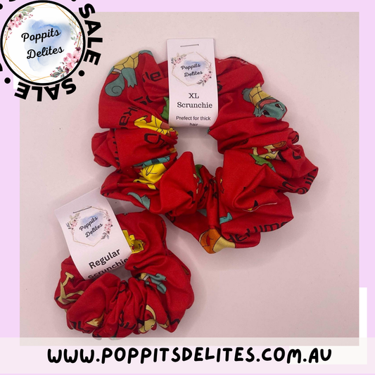 Red Pocket Monster Scrunchie - Poppits Delites