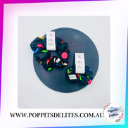 Black Dots Satin Scrunchie - Poppits Delites
