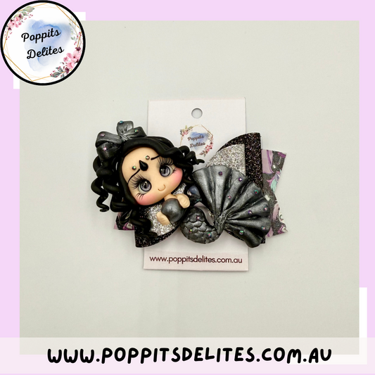 Black Mermaid Hair Bow - Poppits Delites