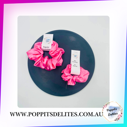 Pink Satin Scrunchie - Poppits Delites