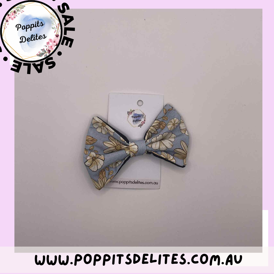 Blue Garden Fabric Hair Bow