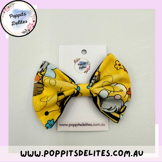 Gnomes Fabric Hair Bow - Poppits Delites