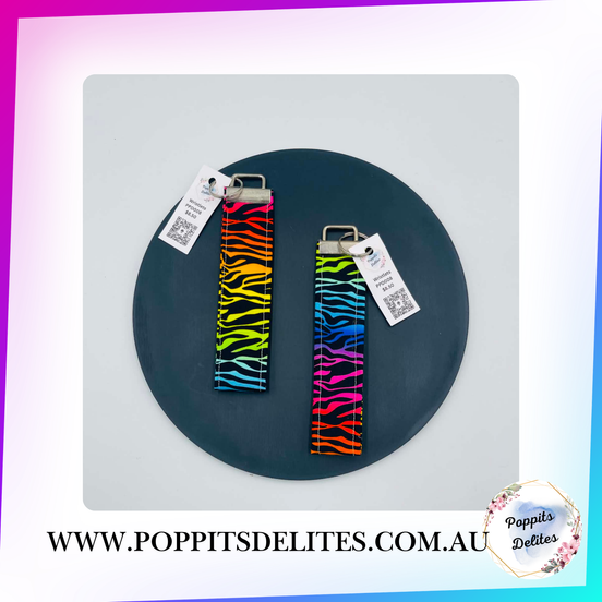 Rainbow Zebra Wristlet - Poppits Delites