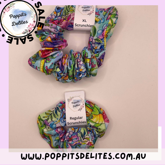 Rainbow Dragons Scrunchie - Poppits Delites