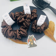 Brown Satin Scrunchie - Poppits Delites