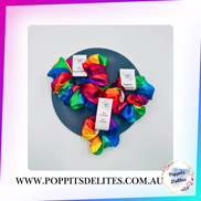 Rainbow Satin Scrunchie - Poppits Delites