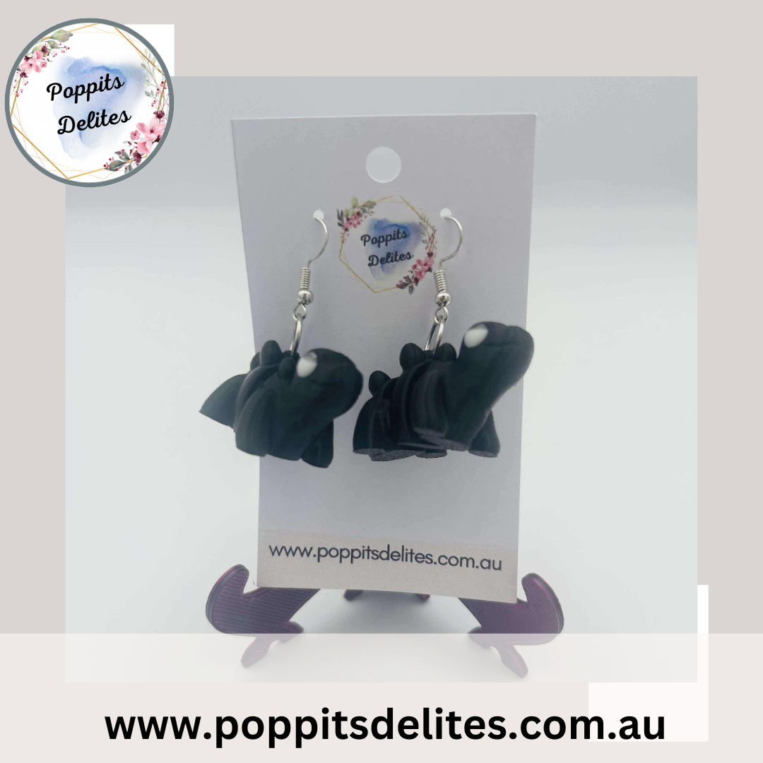Black Stegosaurs Earrings - Poppits Delites