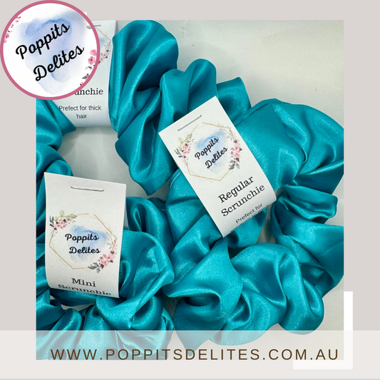 Blue Satin Scrunchie - Poppits Delites offering some amazing products for both yourself and gifts for others.