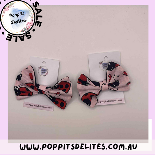 Ladybugs Fabric Hair Bow - Poppits Delites