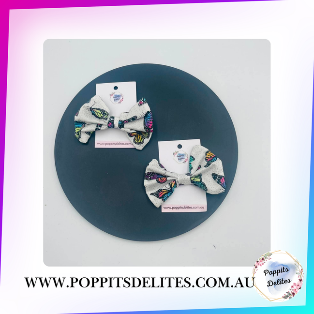 Glitter Butterfly Mini Fabric Hair Bow - Poppits Delites