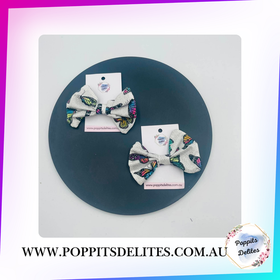 Glitter Butterfly Mini Fabric Hair Bow - Poppits Delites