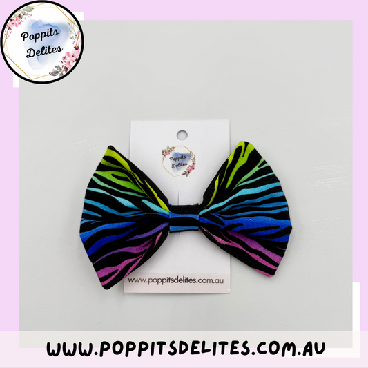 Zebra Stripes Fabric Hair Bow - Poppits Delites