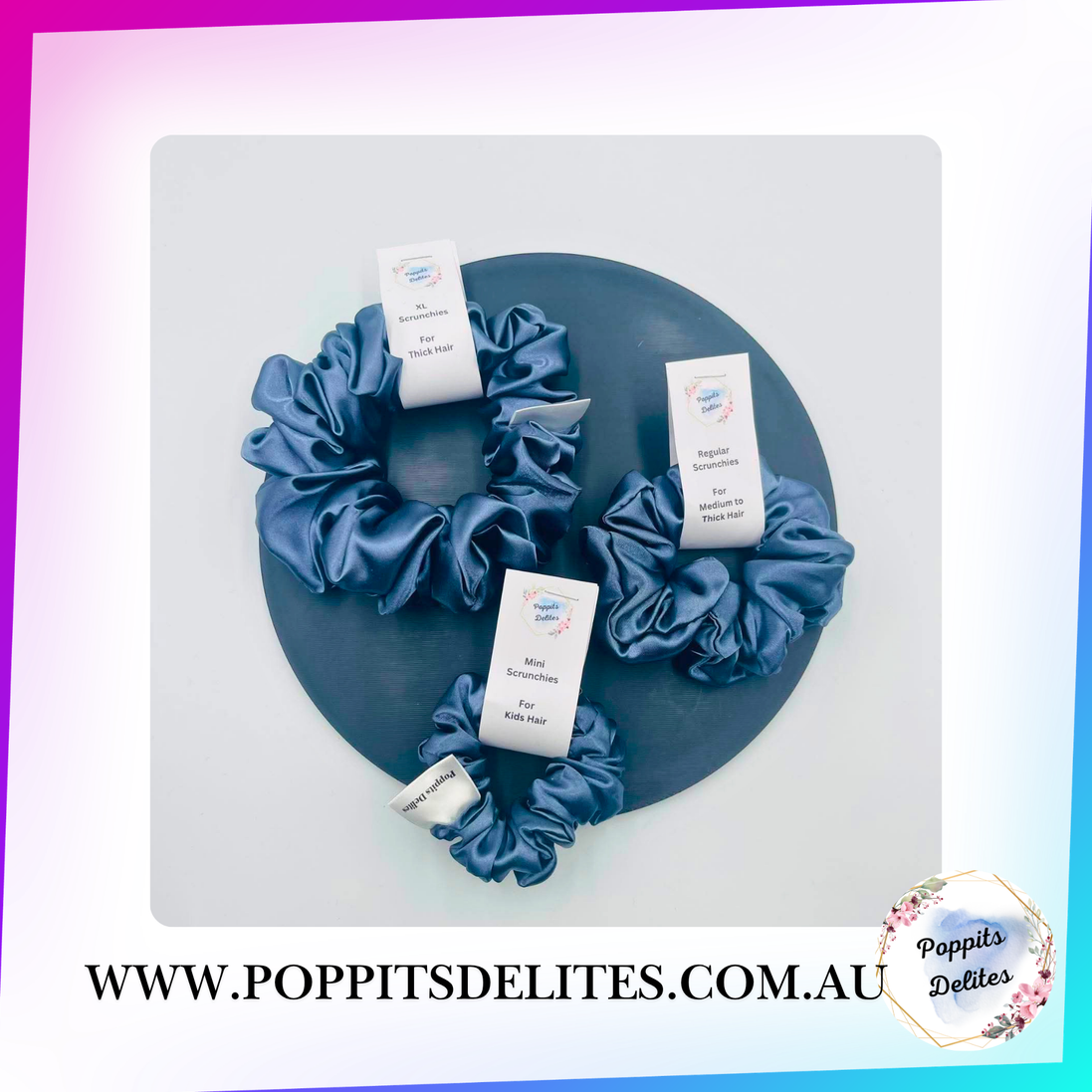 Grey Satin Scrunchie