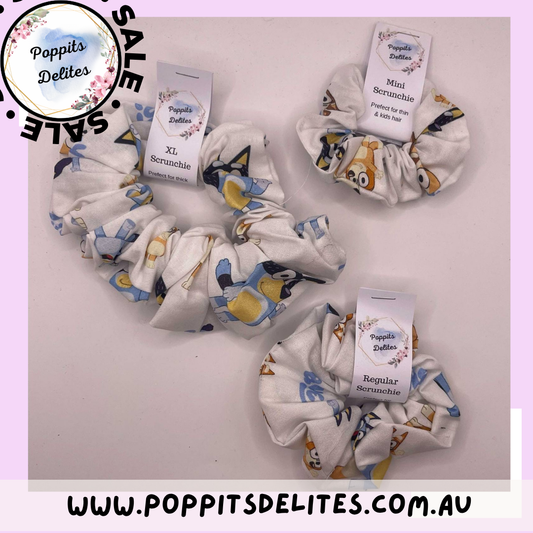 Bluey & Friends White Scrunchie - Poppits Delites