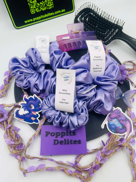 Lilac Satin Scrunchie - Poppits Delites