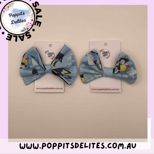 Bluey Fabric Hair Bow - Poppits Delites