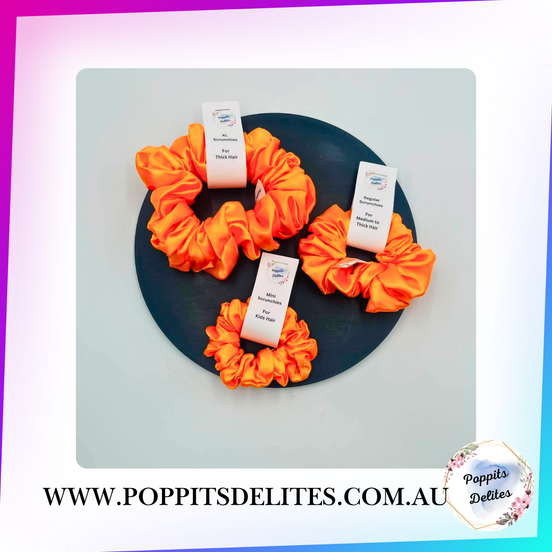 Orange Satin Scrunchie - Poppits Delites