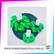 Lime Green Satin Scrunchie - Poppits Delites
