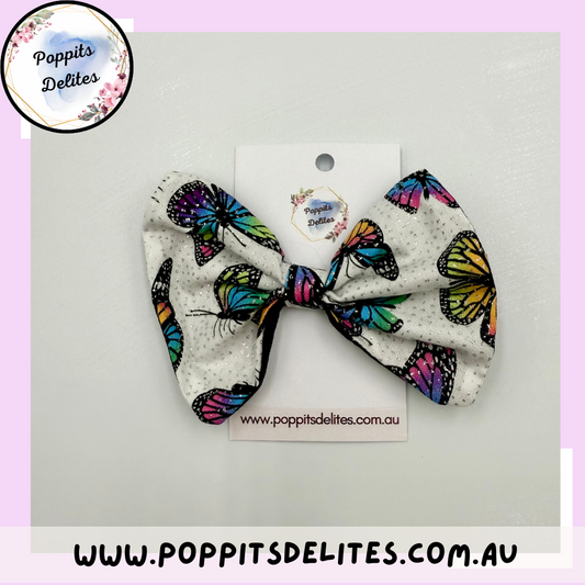 Glitter Butterfly Fabric Hair Bow - Poppits Delites