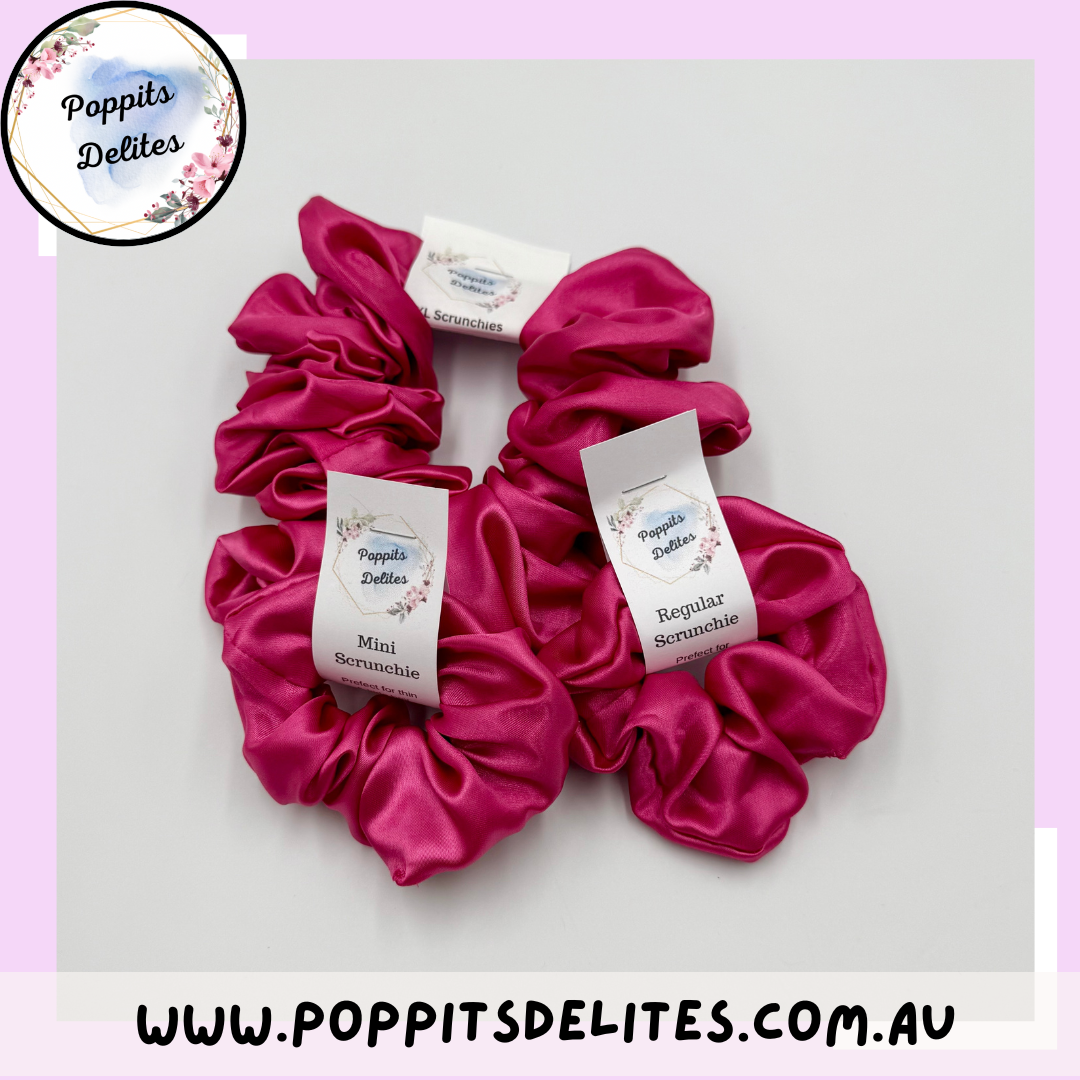 Hot Pink Satin Scrunchie - Poppits Delites