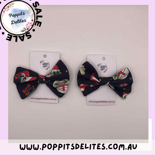 Yoda Christmas Fabric Hair Bow - Poppits Delites