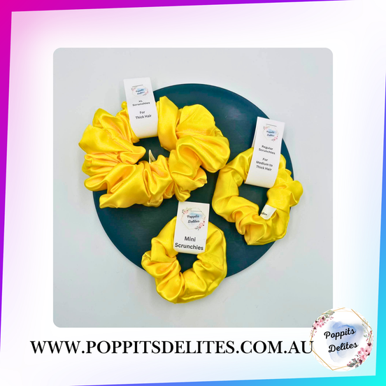 Yellow Satin Scrunchie - Poppits Delites