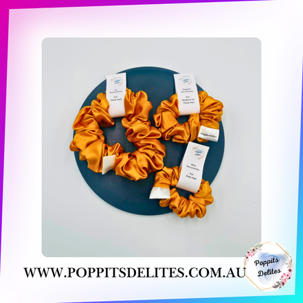 Golden Satin Scrunchie - Poppits Delites