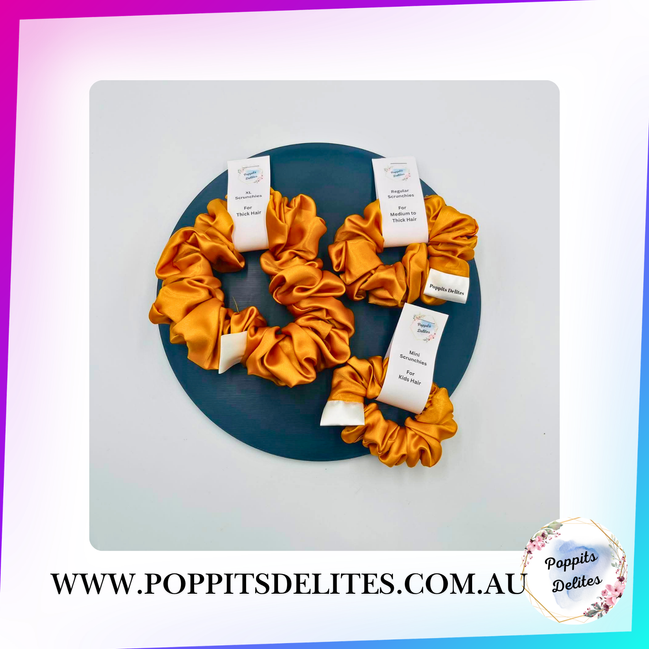 Golden Satin Scrunchie - Poppits Delites