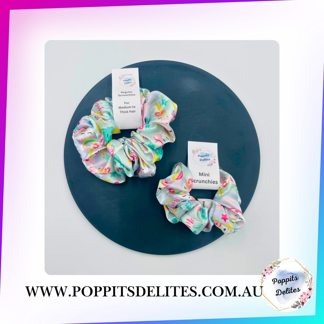 Unicorn Cake Satin Scrunchie
