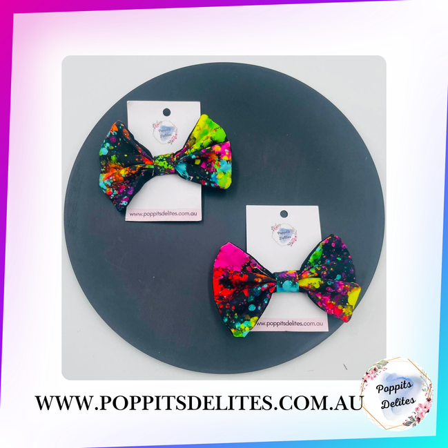 Paint Splash Mini Fabric Hair Bow - Poppits Delites