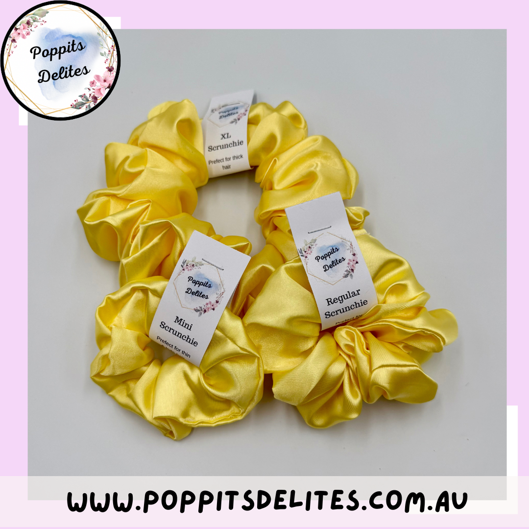 Yellow Satin Scrunchie - Poppits Delites