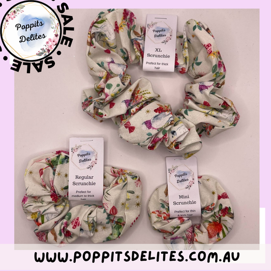 Christmas birds scrunchie - Poppits Delites
