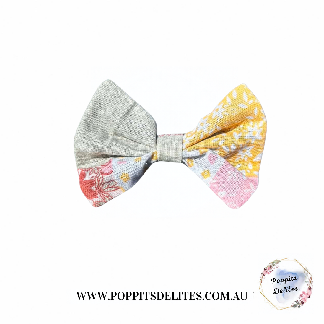 Pink Patchwork Mini Fabric Hair Bow