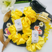 Yellow Satin Scrunchie - Poppits Delites