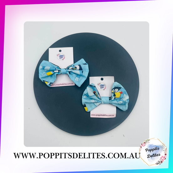 Bluey Mini Fabric Hair Bow - Poppits Delites