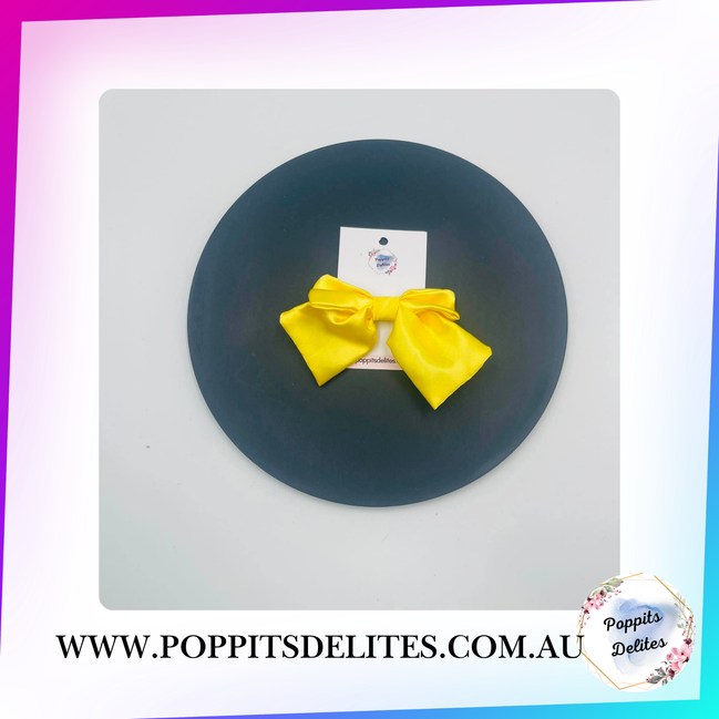 Yellow  Satin Sailor Hair Bow - Poppits Delites