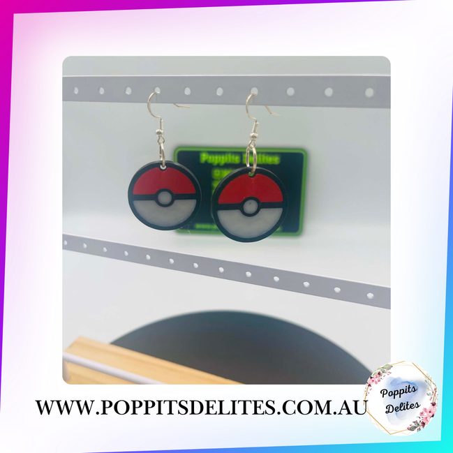 Pocket Monster Ball Earrings - Poppits Delites