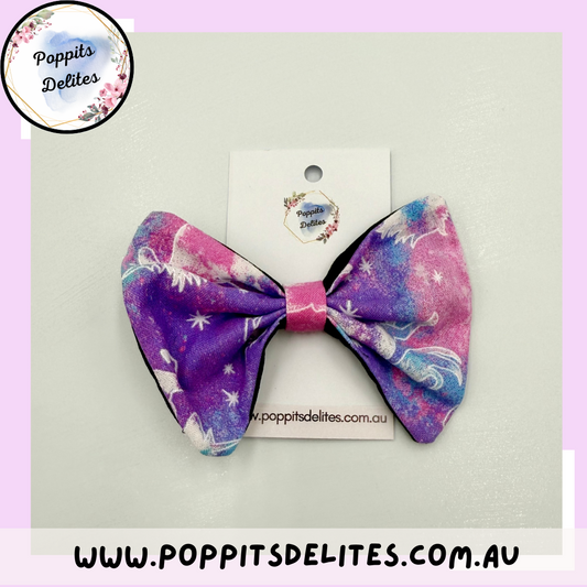 Galaxy Unicorn Fabric Hair Bow - Poppits Delites