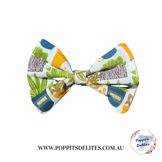 Indoor Plants Mini Fabric Hair Bow - Poppits Delites