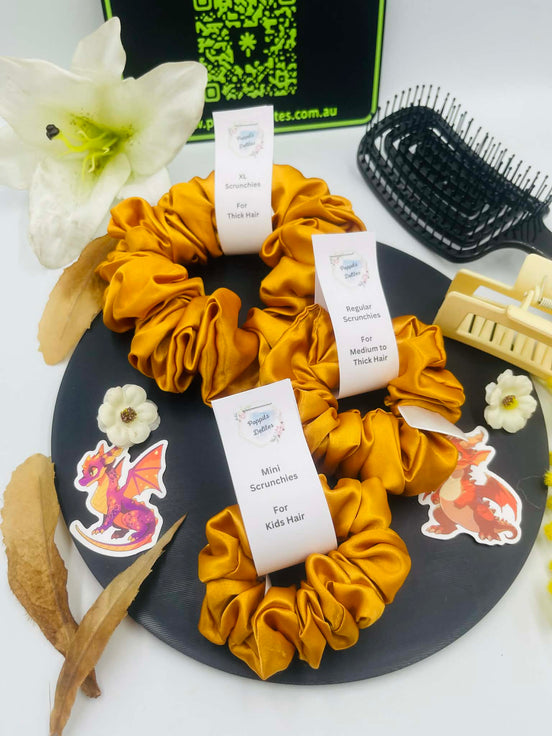Golden Satin Scrunchie - Poppits Delites